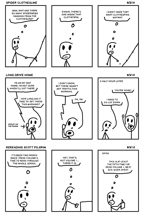 Spider Clothesline, Long Drive Home, and Rereading Scott Pilgrim